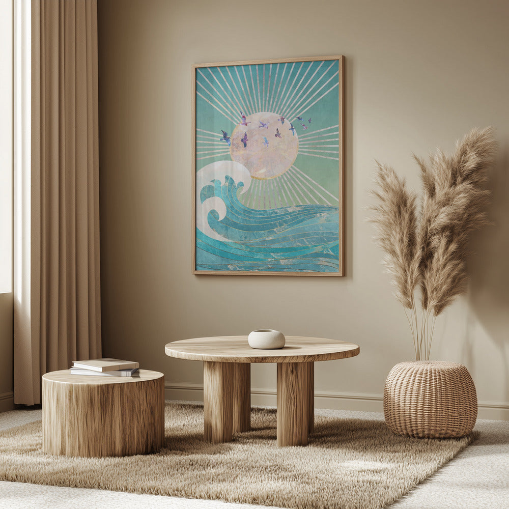 Sunset Golden Ocean Turquoise Poster