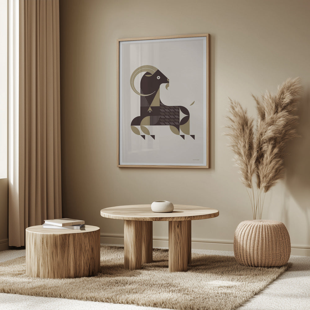 Golden Animals - Kri Kri Goat (White) Poster