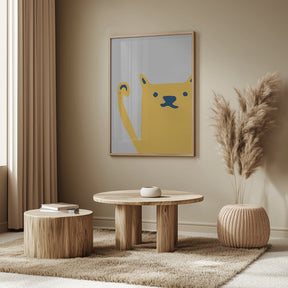 Cute Cat Yellow Poster