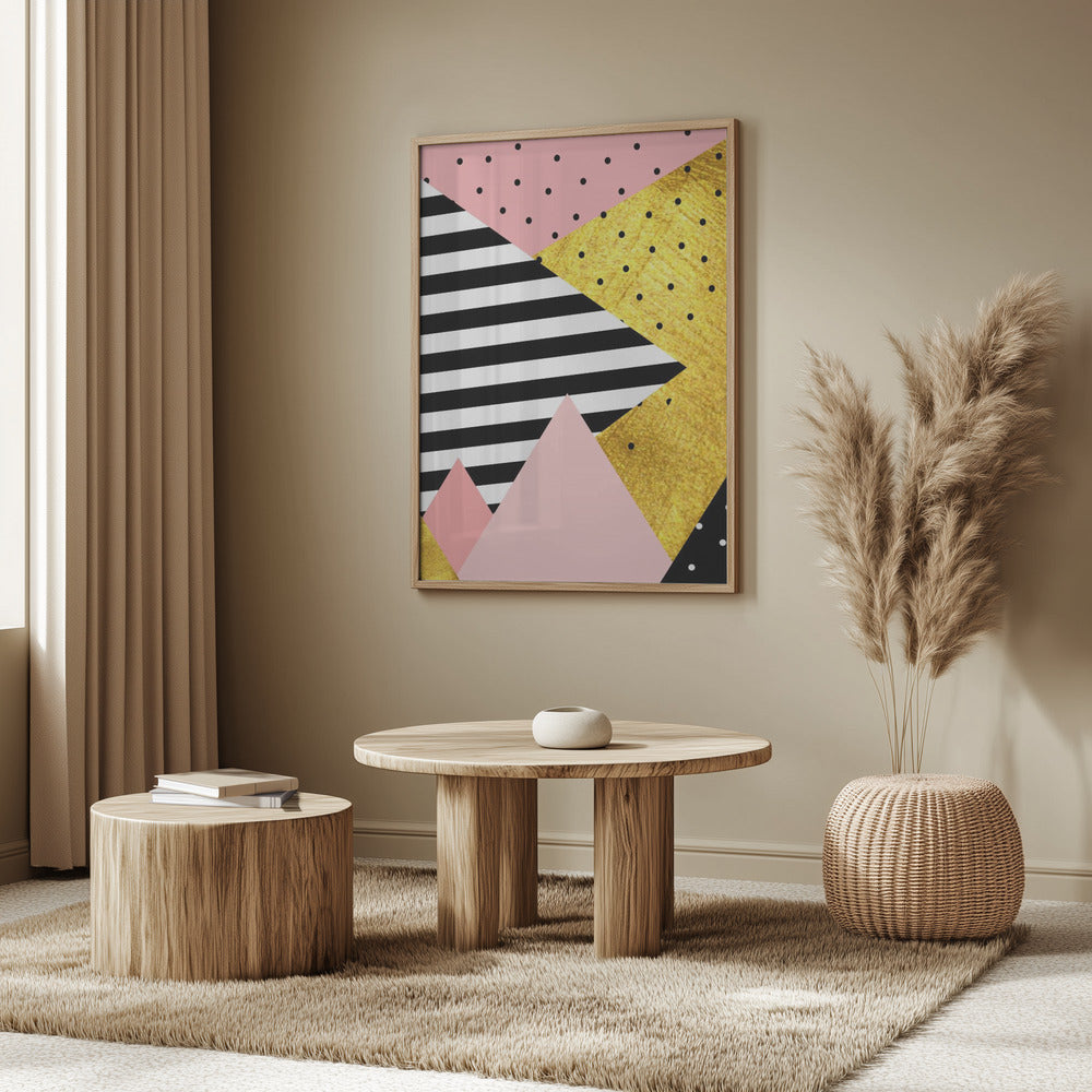 Gold Abstract Pink - Modern Geometric Poster