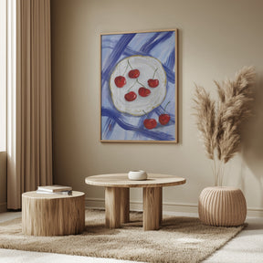 A Plate of Cherries Food Painting Poster