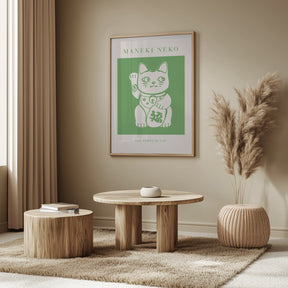 Maneki-neko Cat Green Poster