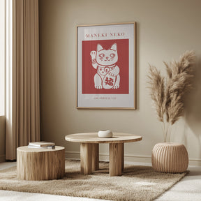 Maneki-Neko Cat Red Poster