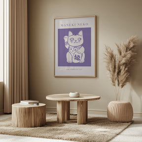 Maneki-neko Cat Purple Poster