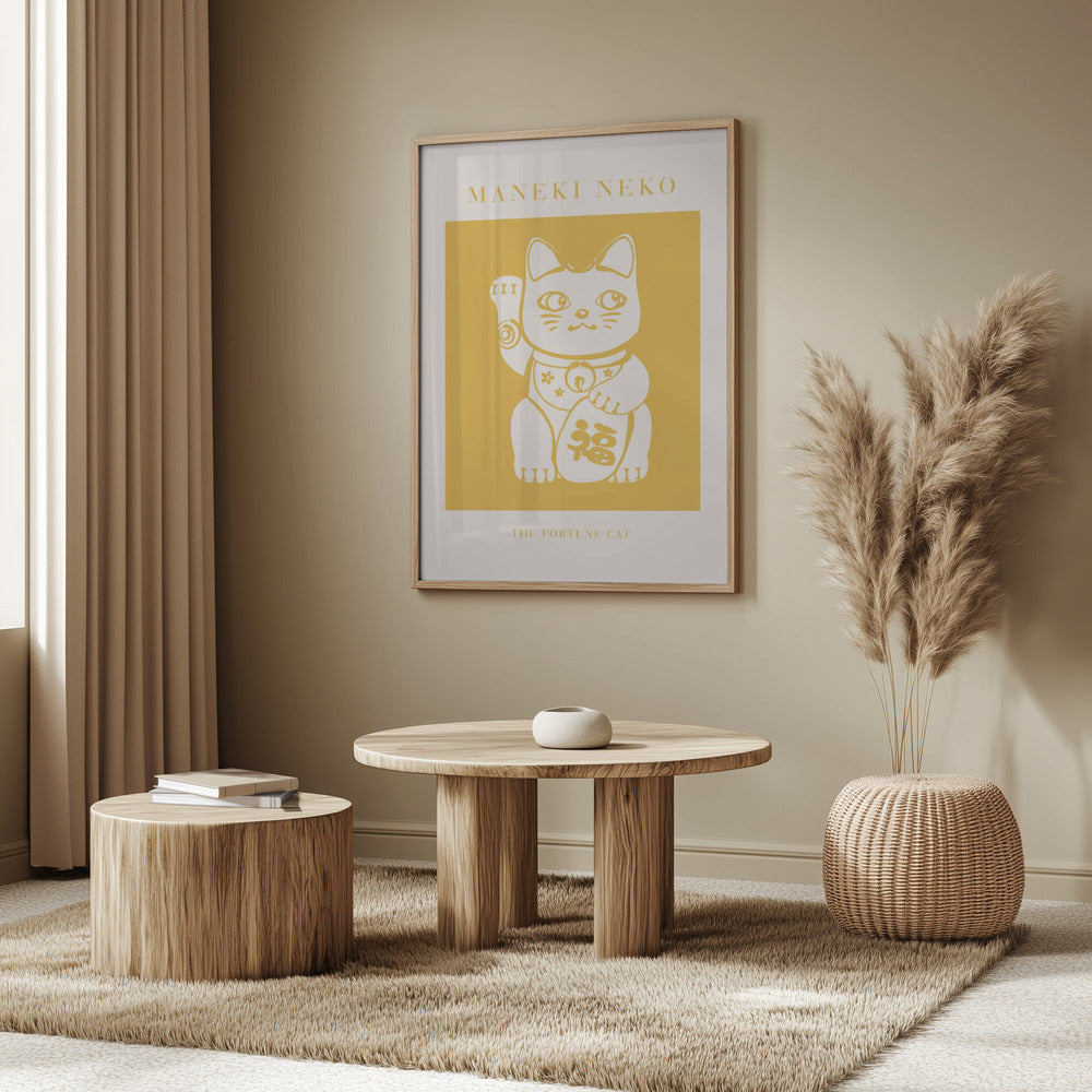 Maneki-Neko Yellow Cat Poster