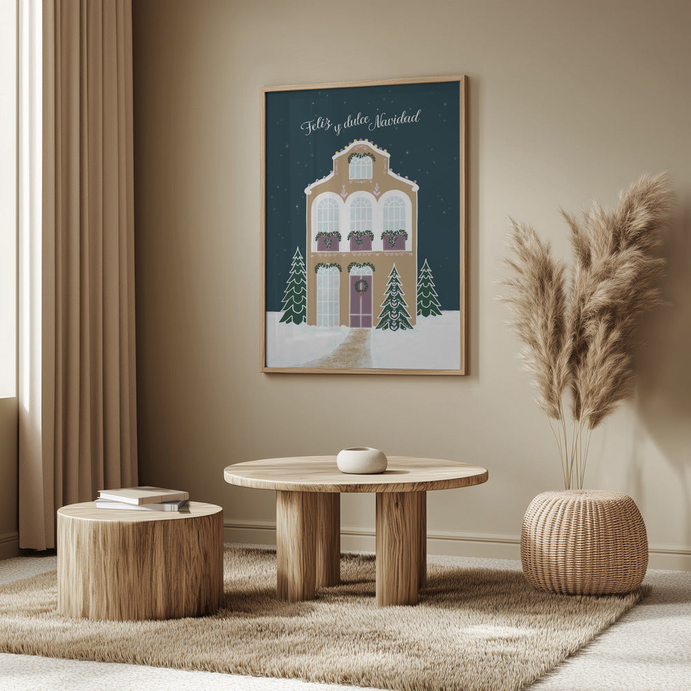 Starry gingerbread home - Feliz y dulce Navidad - Mauve Poster