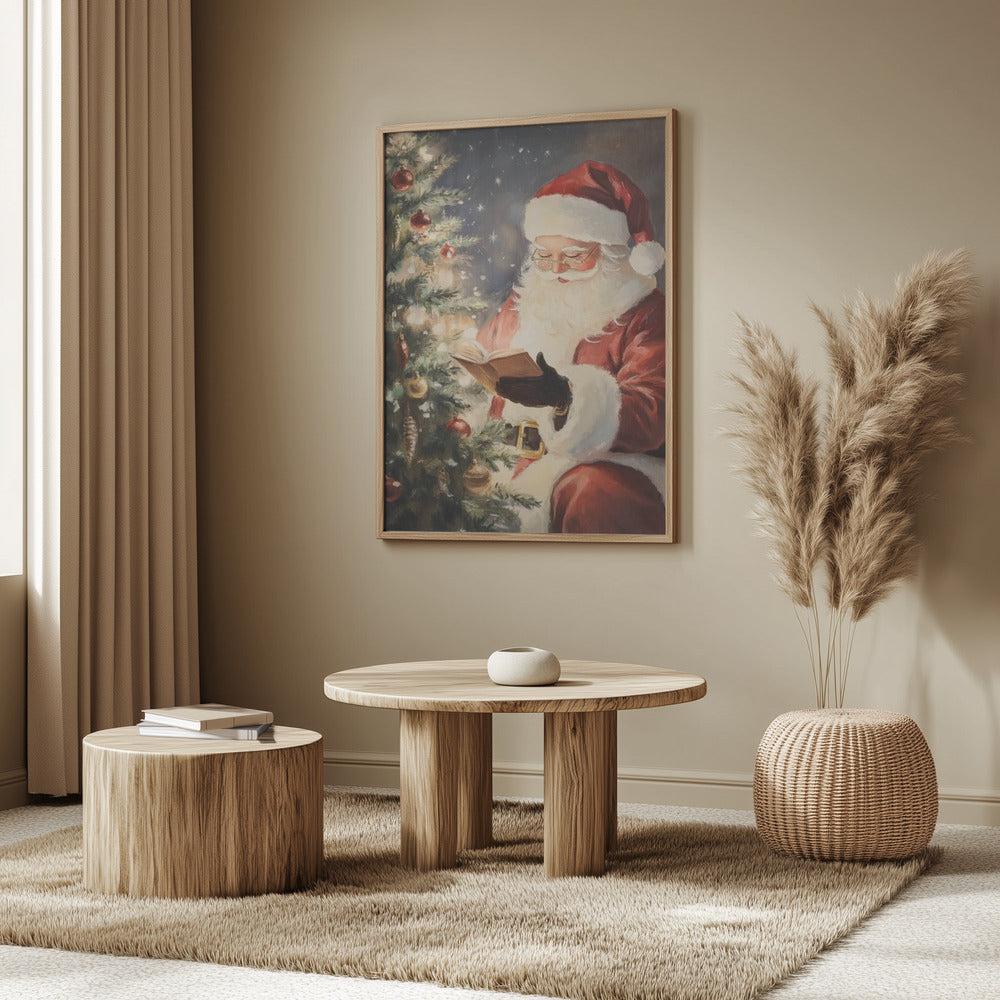 Santa Reading II Poster