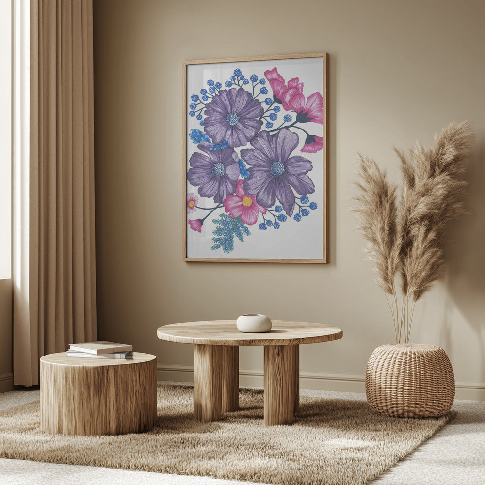 Pink and Purple Florals Poster