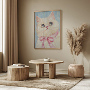 Pink Bow White Cat Poster