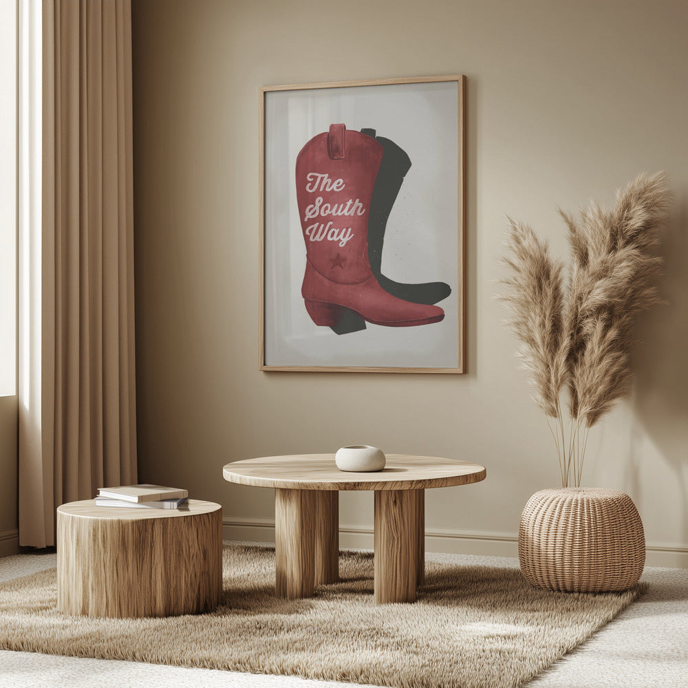 Cowgirl red boot print Poster