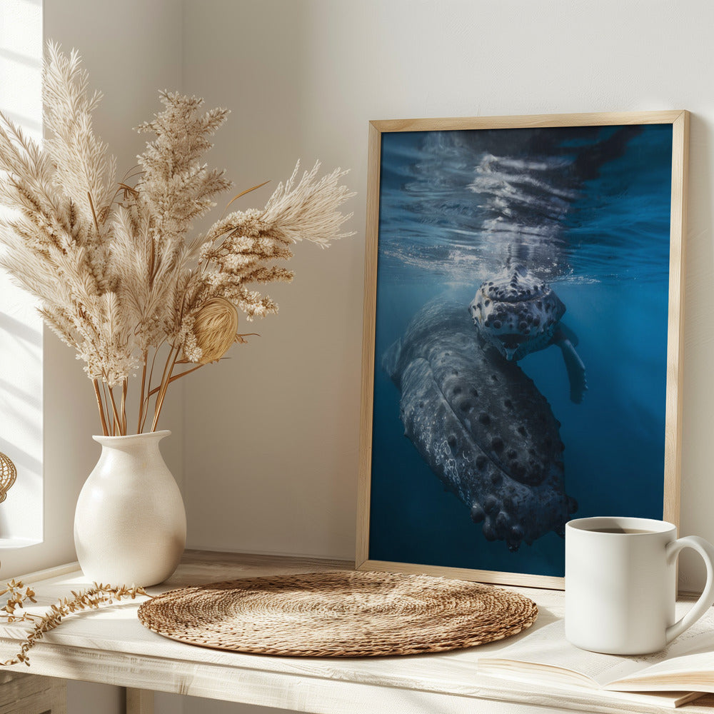 Humpback whale and calf Poster