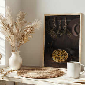 Dried herbs tart and an Akubra Poster