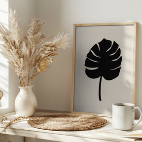 Monstera Leaf Black Poster