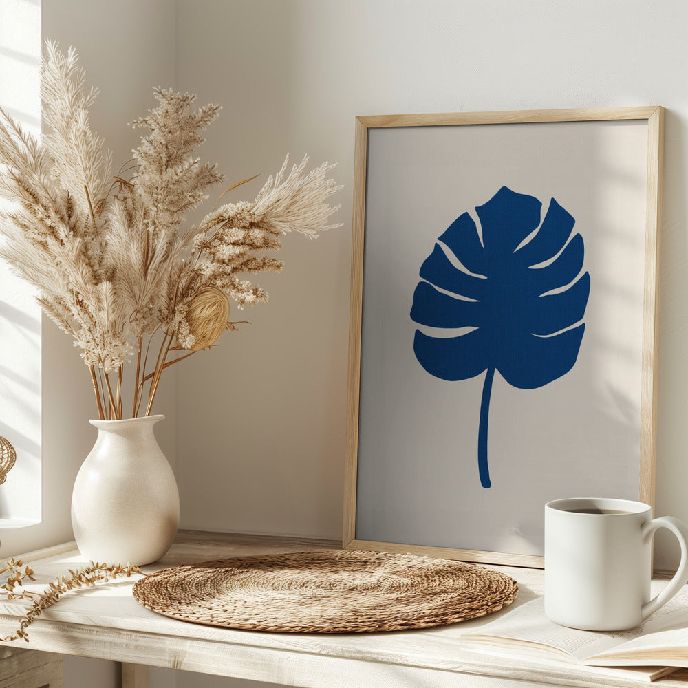 Monstera Canvas Blue Poster