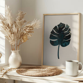 Monstera Marble Green Poster