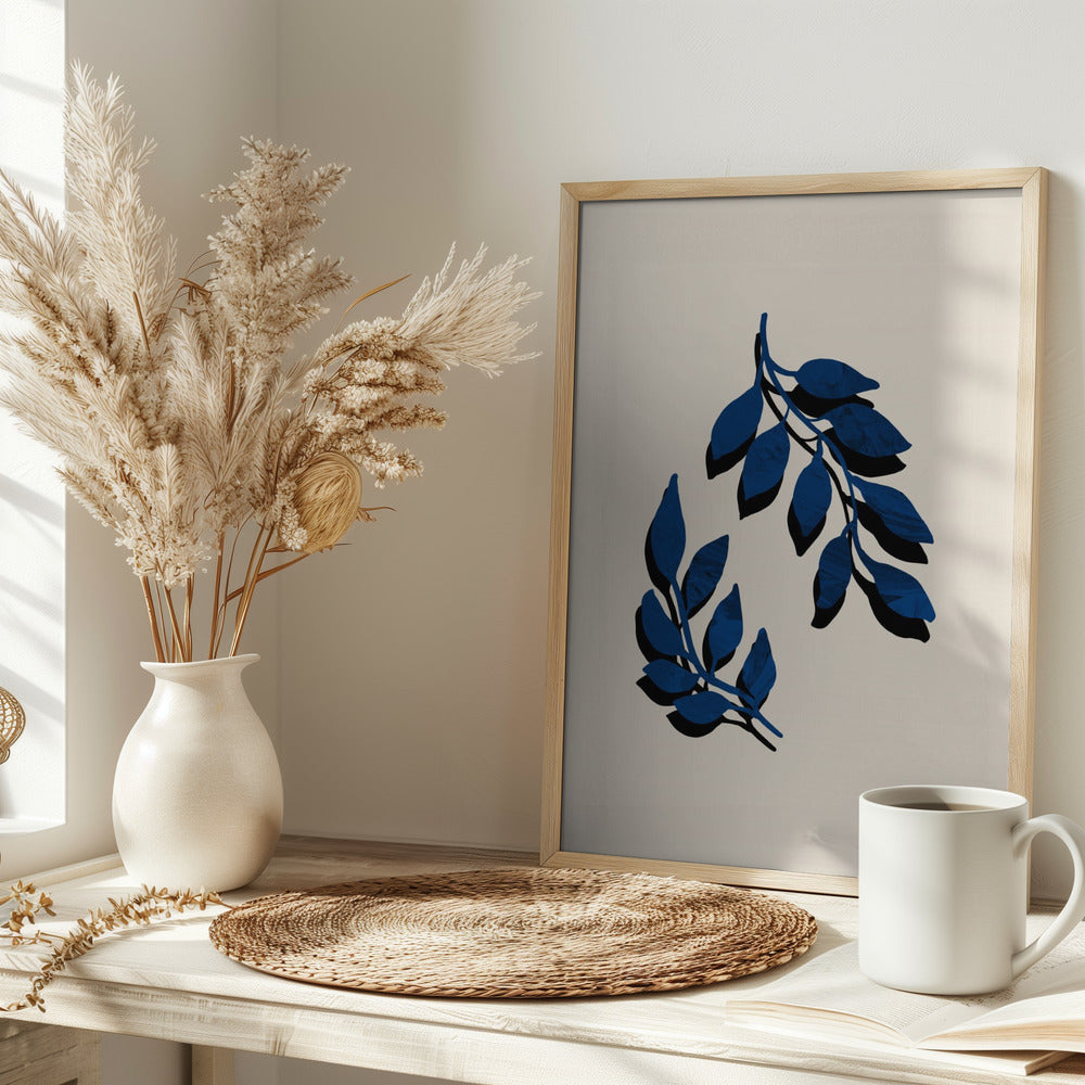 Blue Twig Brush Poster