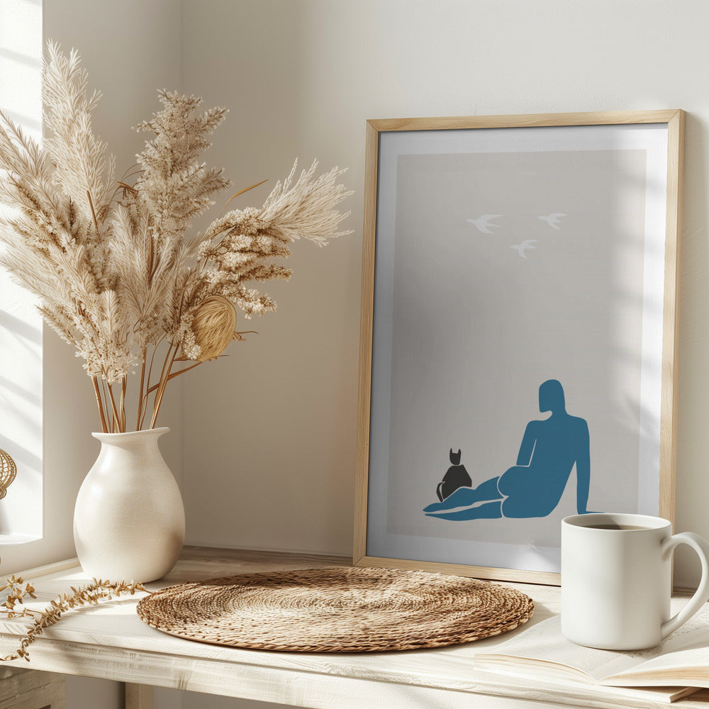 Woman and Cat Poster