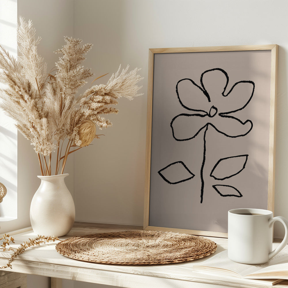 Oil Pastel Flower Black Poster