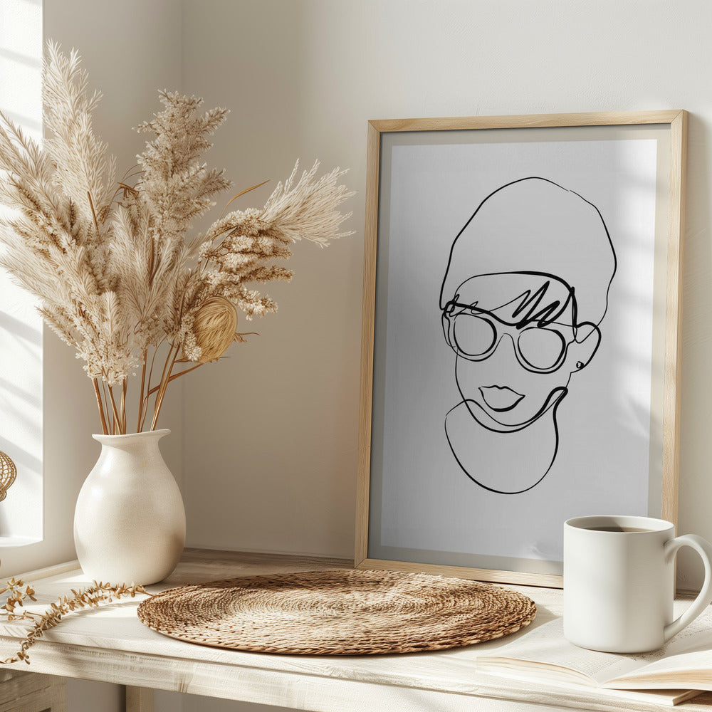 Modern woman line portrait Poster