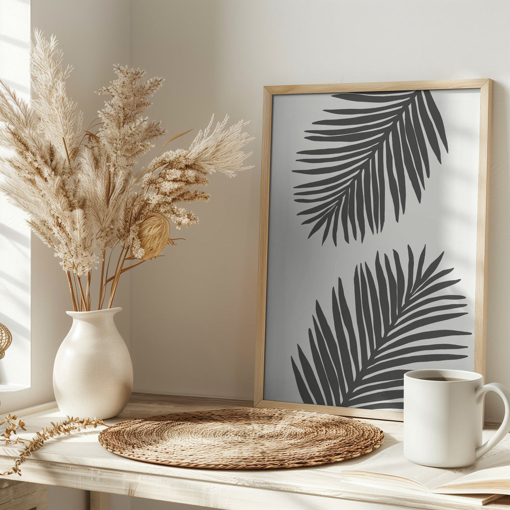 PALM LEAF 12 GRAPHITE GRAY Poster