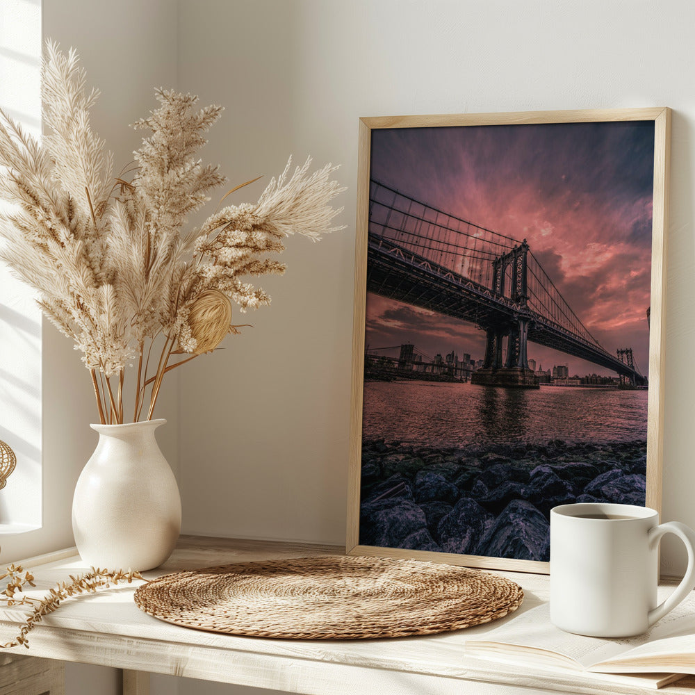 Manhattan Bridge Wide Angle Poster