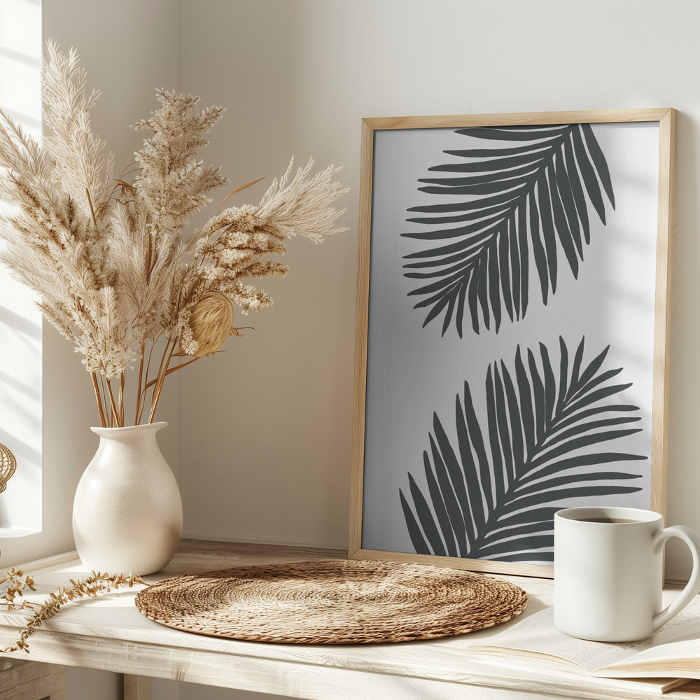 Palm Leaf Gray 01 Poster