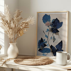 Blue Dry Flowers Poster