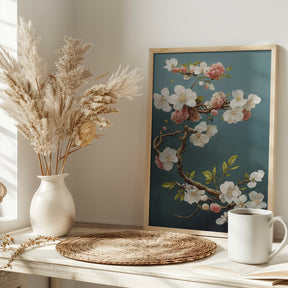 White Cherry Blossoms Poster