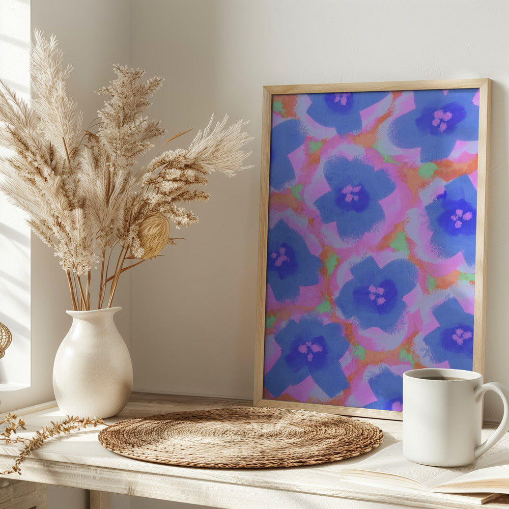 Purple Flowers Pattern Poster