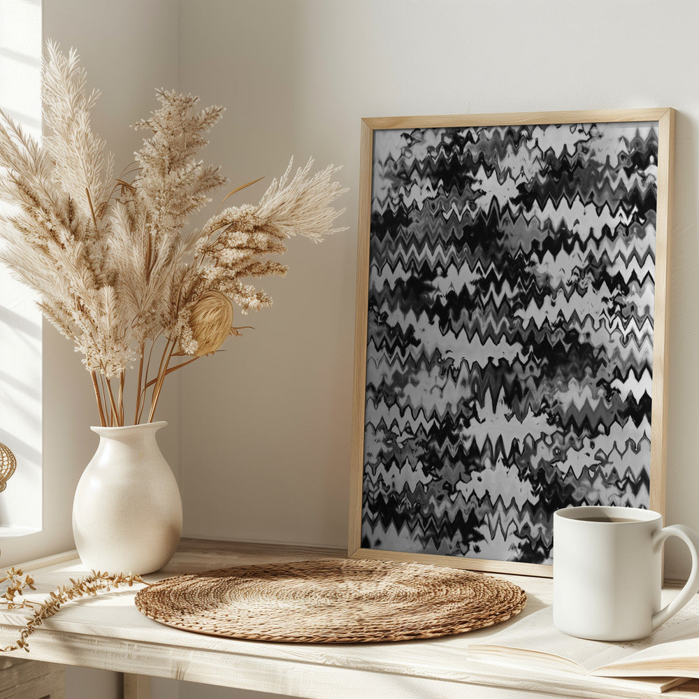 Black And White Zig Zag Pattern Poster