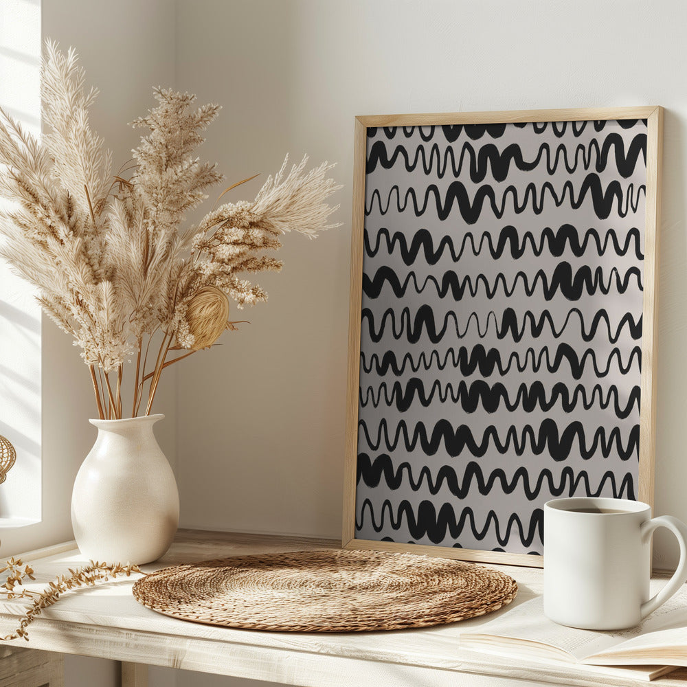 Black Waves Pattern Poster