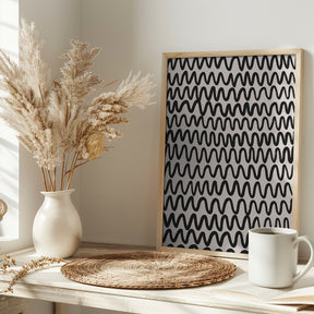 Thin Black Waves Pattern Poster