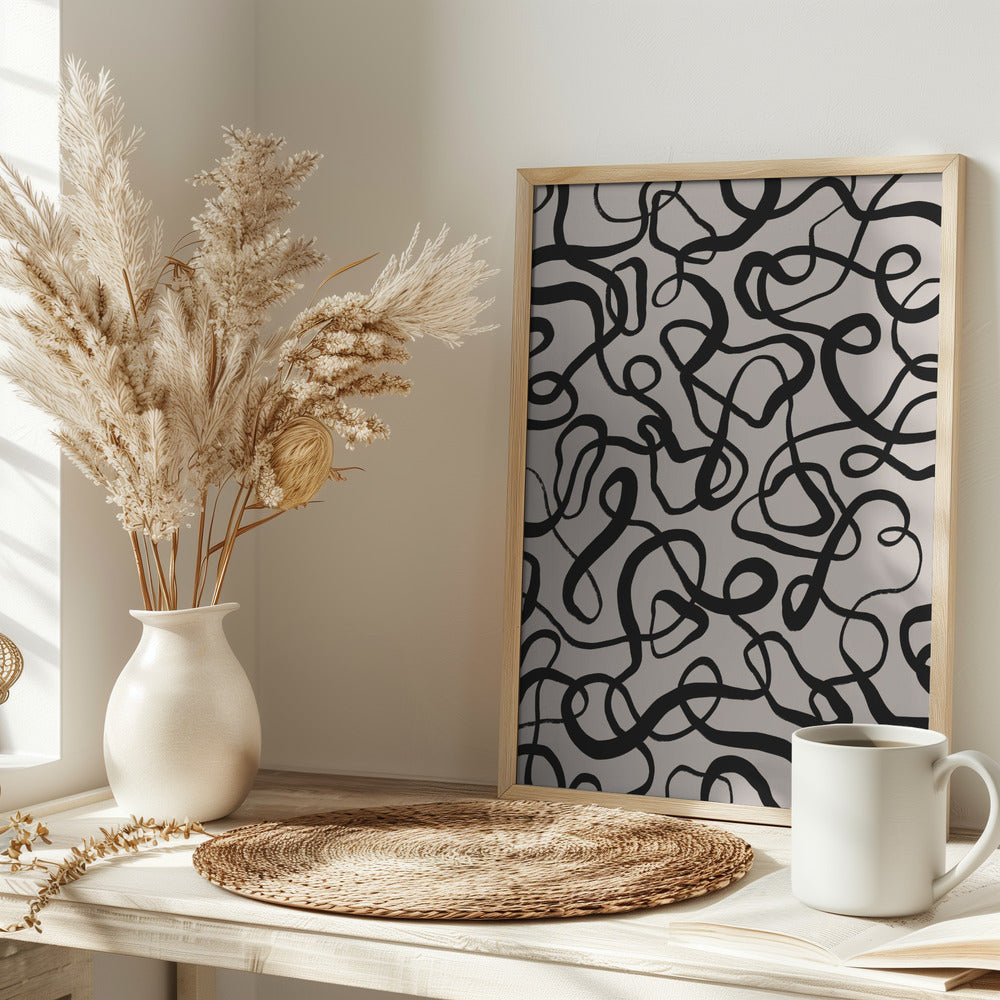 Simple Black Loops Pattern Poster