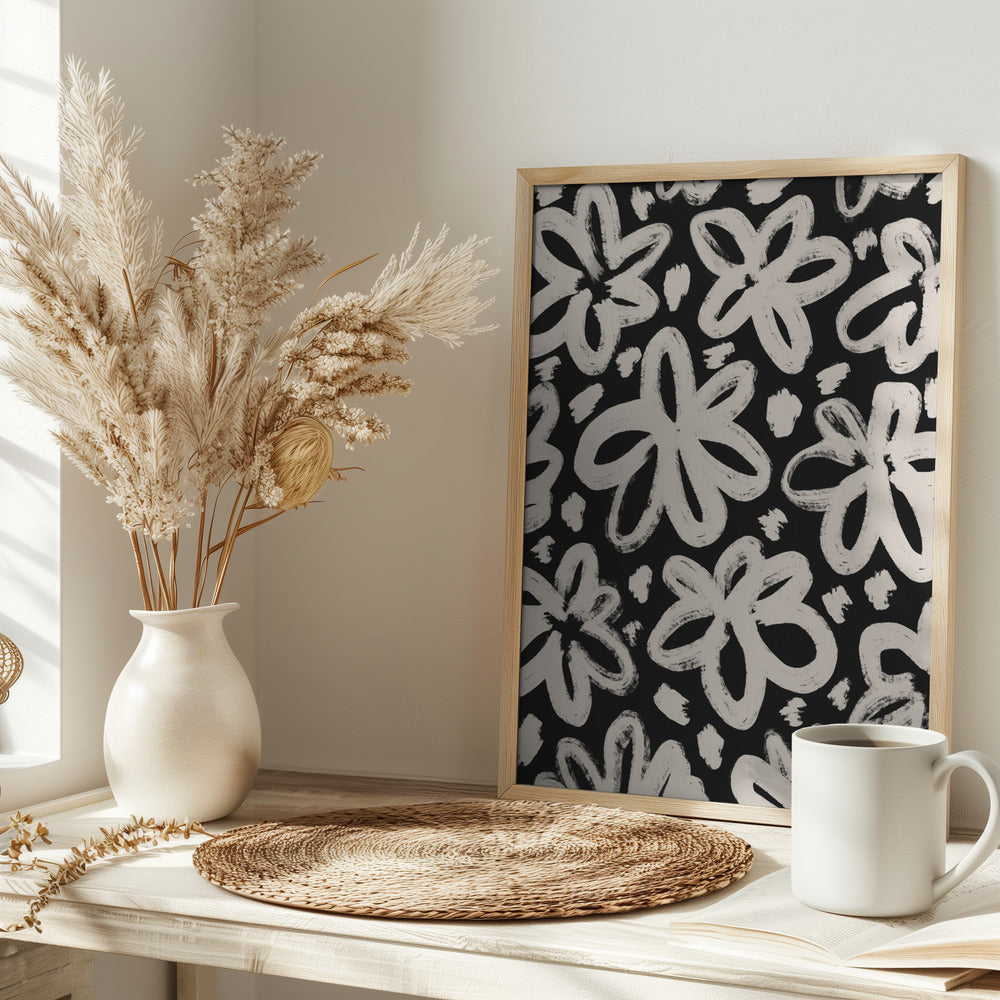 Giant Beige Flower Pattern Poster