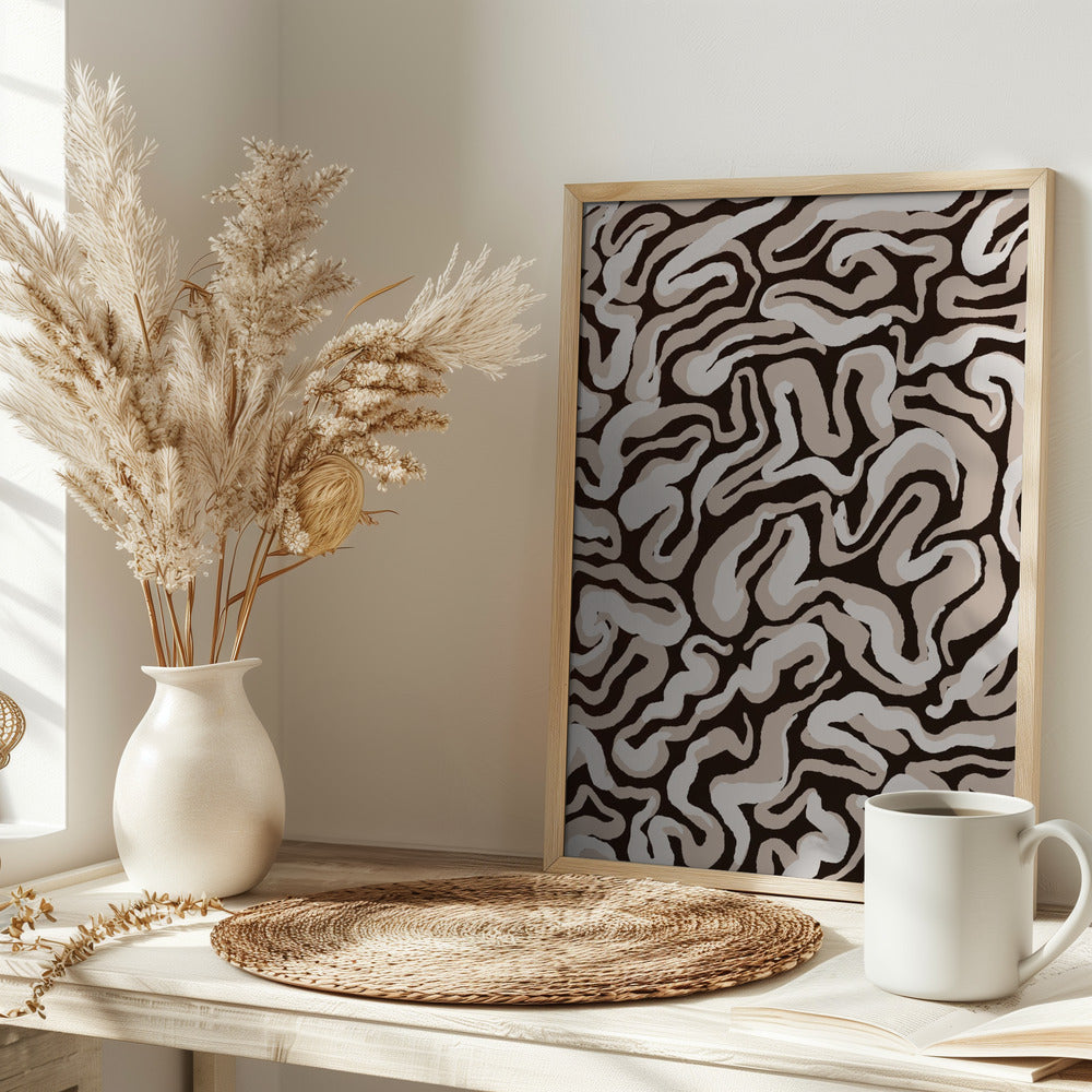 White Beige Pattern Poster