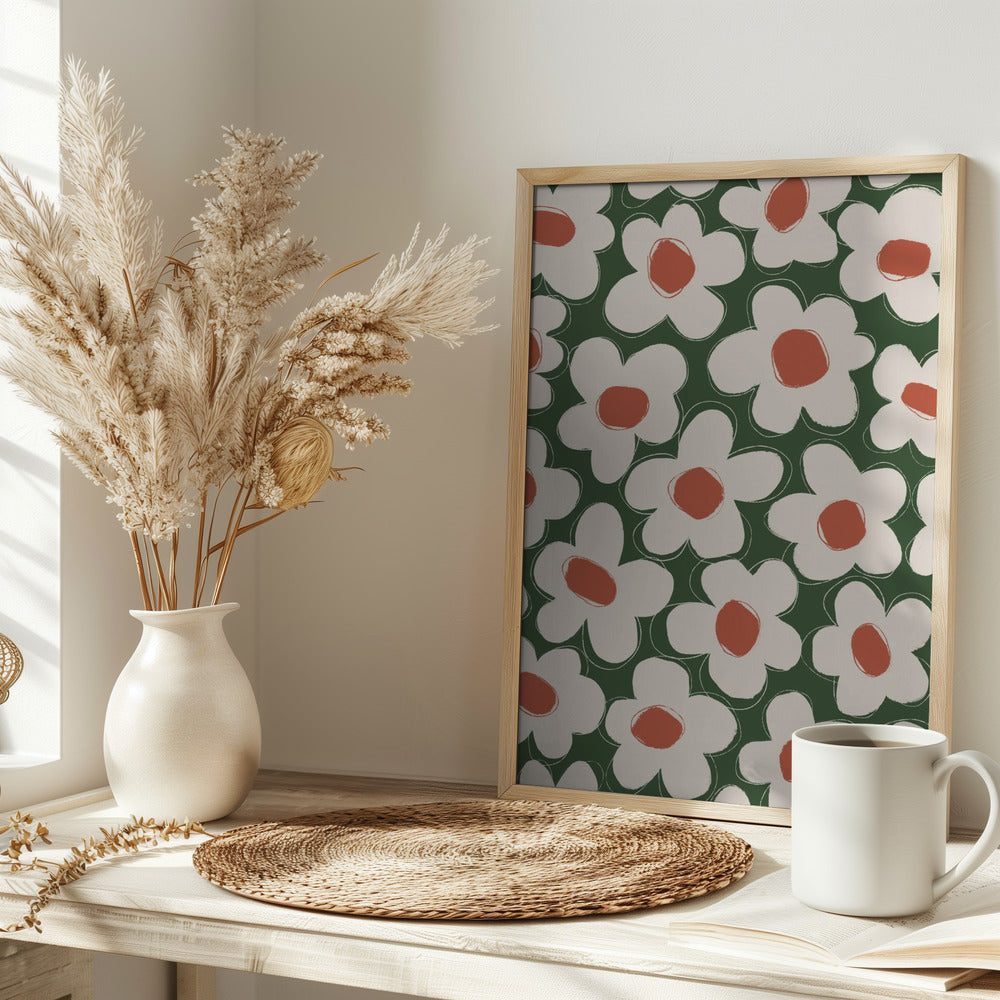 Cute Beige Flower Pattern Poster