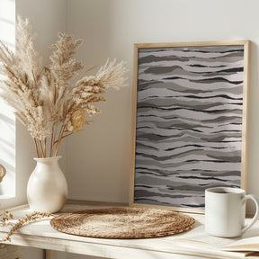 Grey And Beige Waves Poster