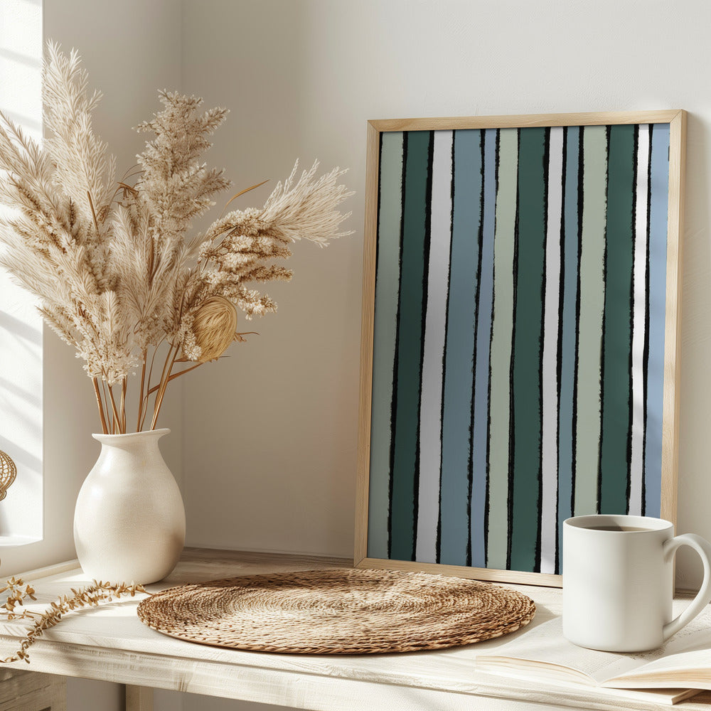 Smaragd Green Stripes Poster