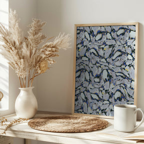 Blue Ice Flowers Pattern Poster