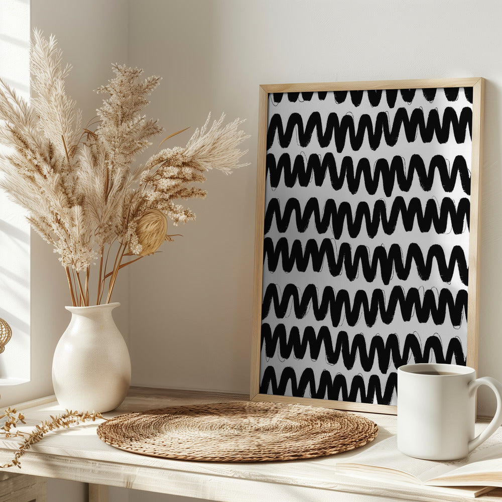 Black Zig Zag Pattern Poster