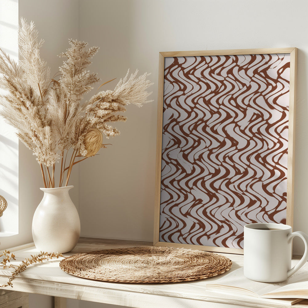 Beige Wavey Zig Zag Pattern Poster