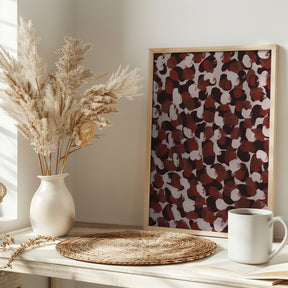 Red Beige Brown Dots Pattern Poster