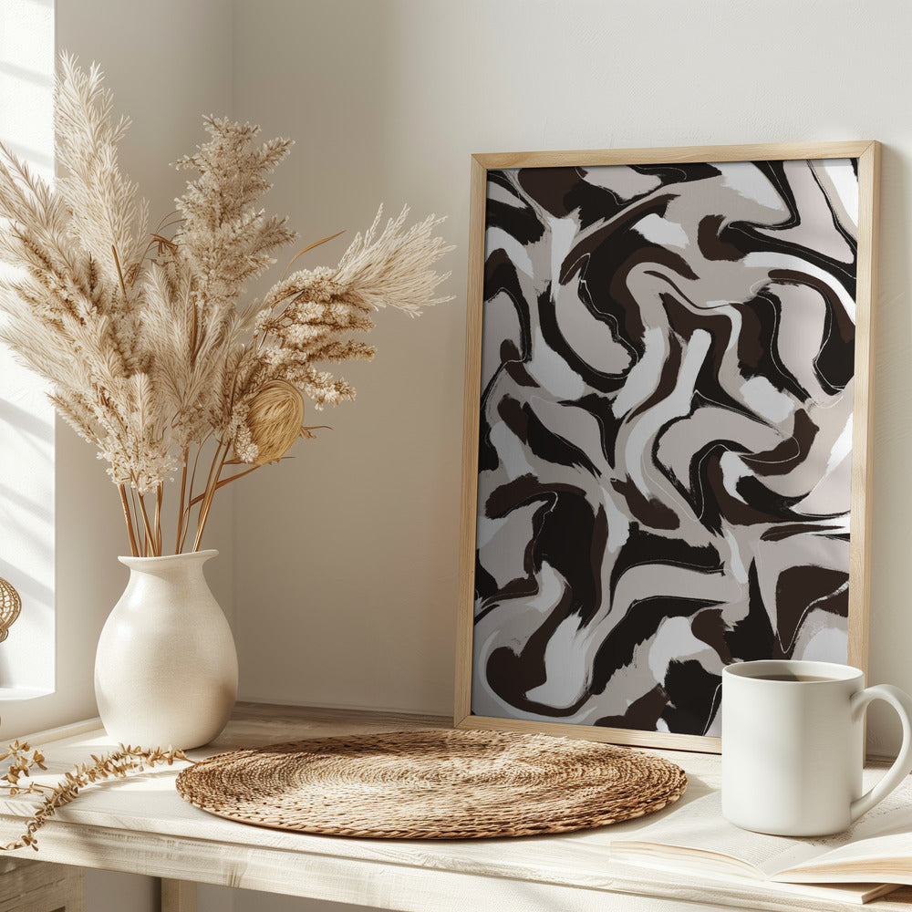 White Beige Brown Pattern Poster