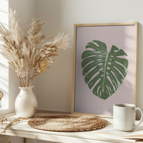 Monstera Leaf Blush Poster