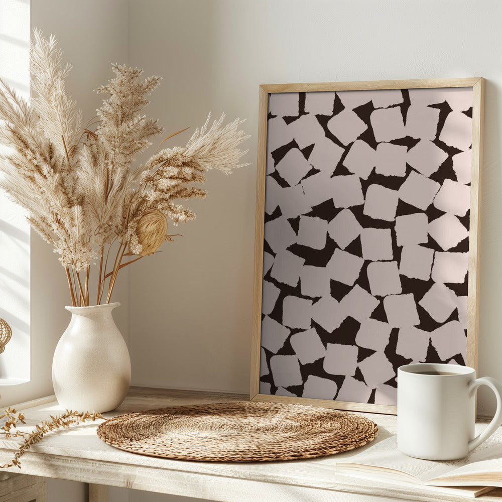 Beige Cubes Pattern Poster