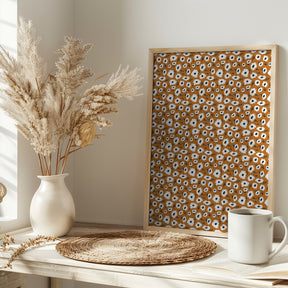 Cute Flowers on Ochre Background Poster