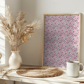 Cute Flowers On Pink Poster