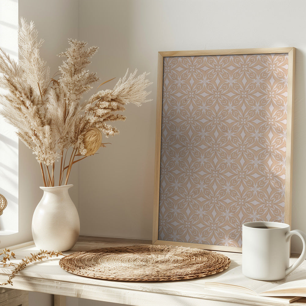 Geometric Beige Tile Pattern Poster