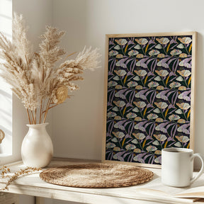 Purple Leafs Pattern Poster