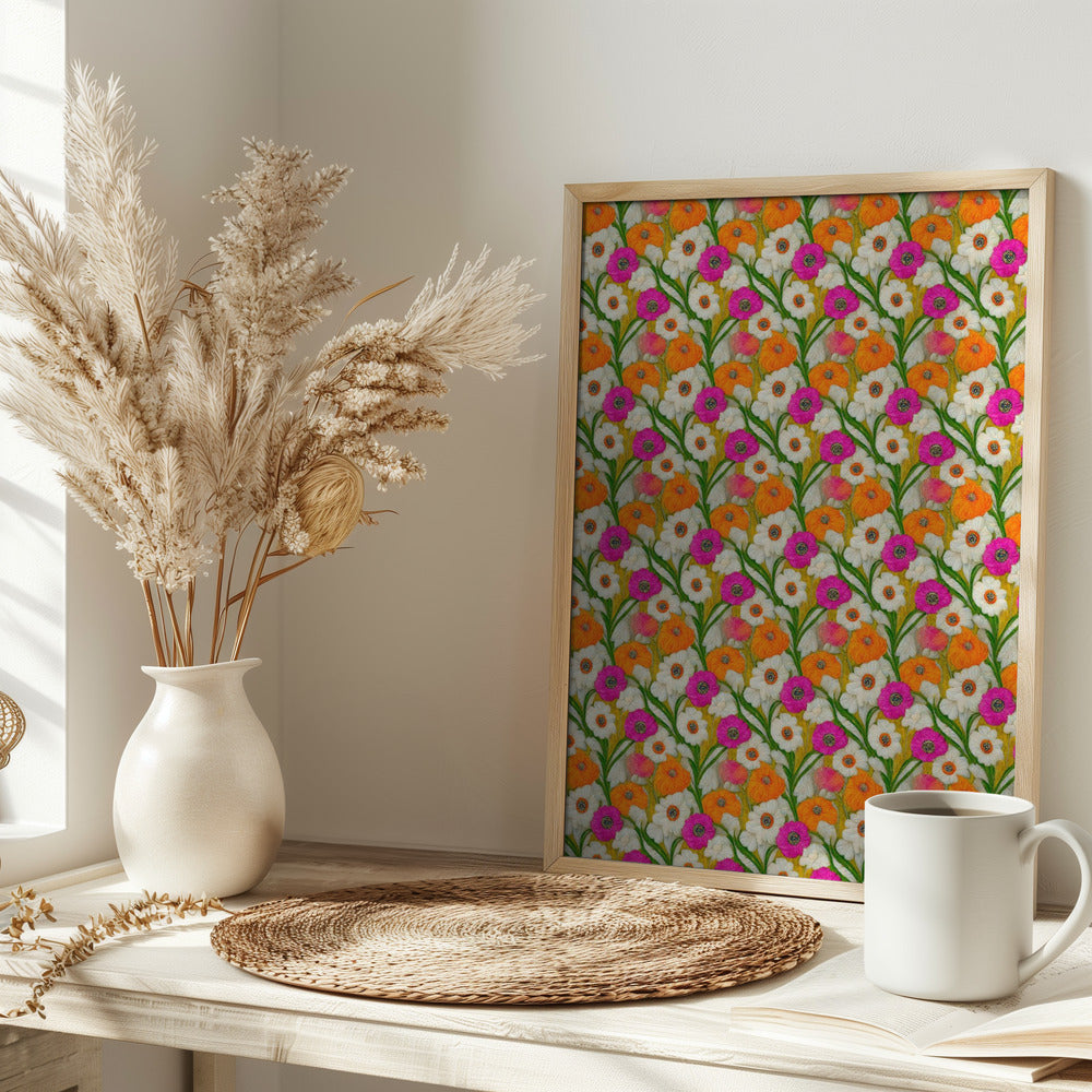 Stitched Flowers Pattern Poster